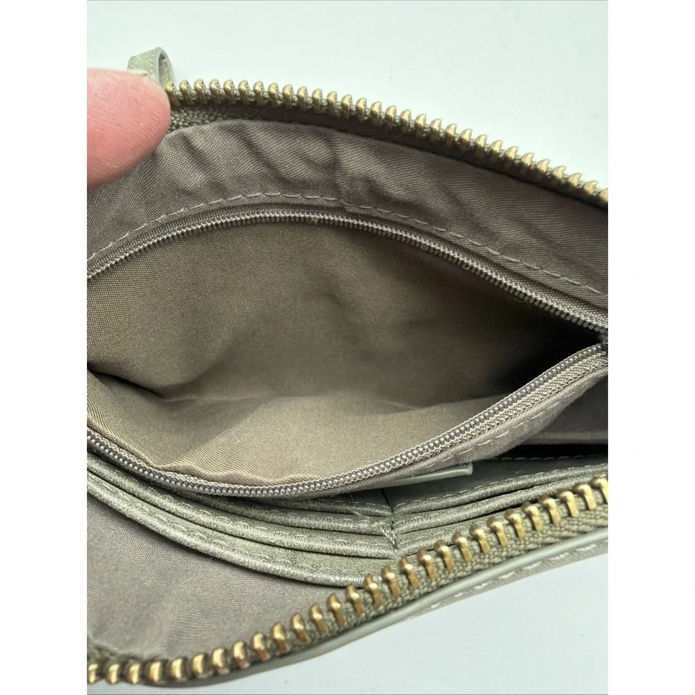 Joy Susan Crossbody Purse Wristlet Clutch Vegan Faux Leather Pewter EUC